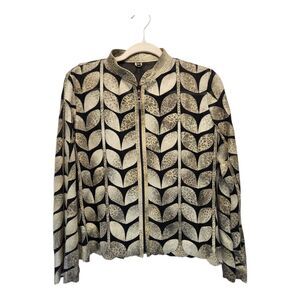 Bignami Italian Leather Leaf Zip Up Wearable Art Jacket LARGE